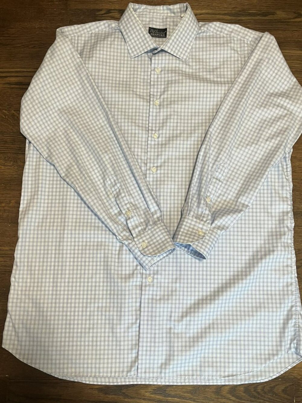 Mel Gambert Bespoke Dress Shirt | Blue & White Neck 18.5 Big & Tall